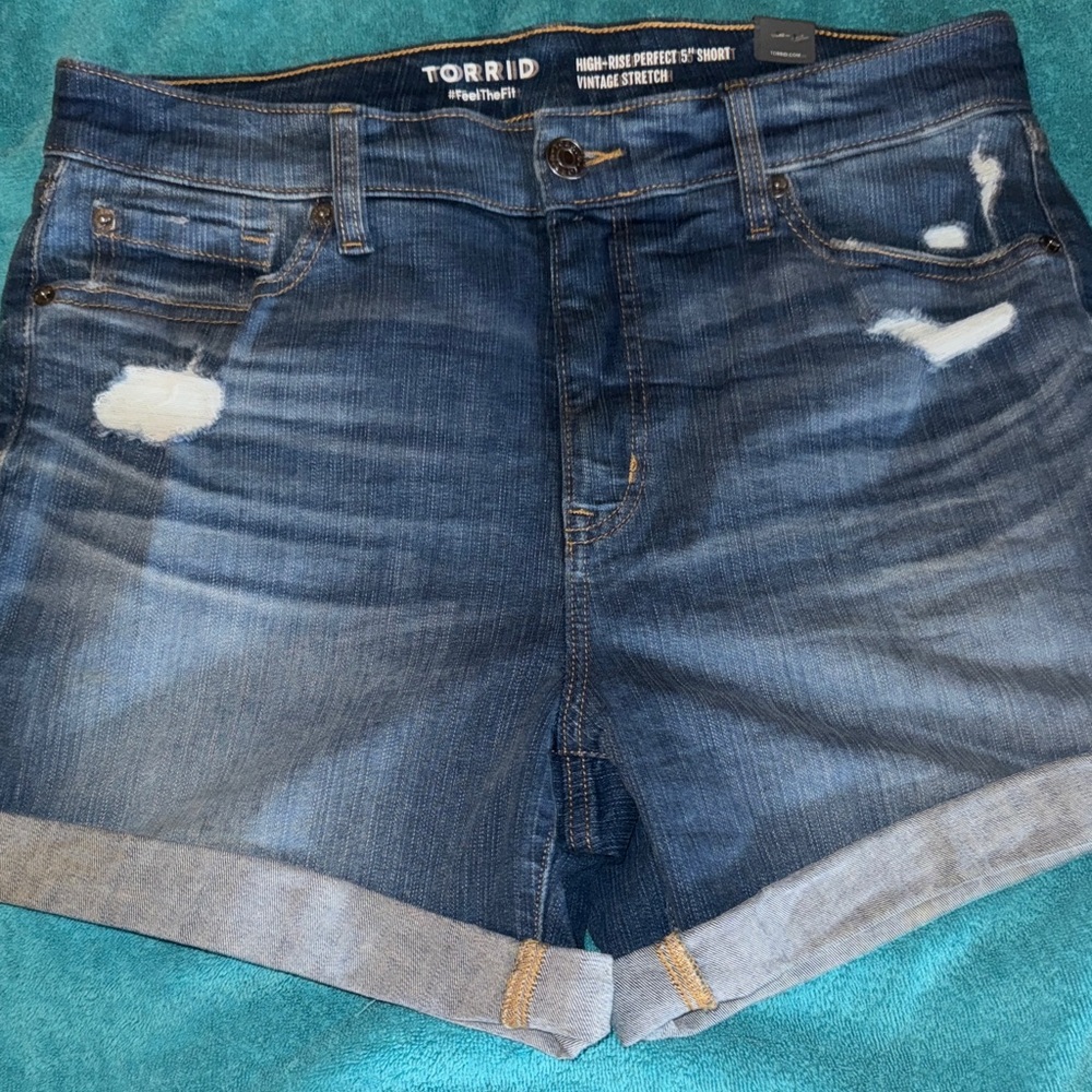 Torrid Distressed Blue Jean Shorts